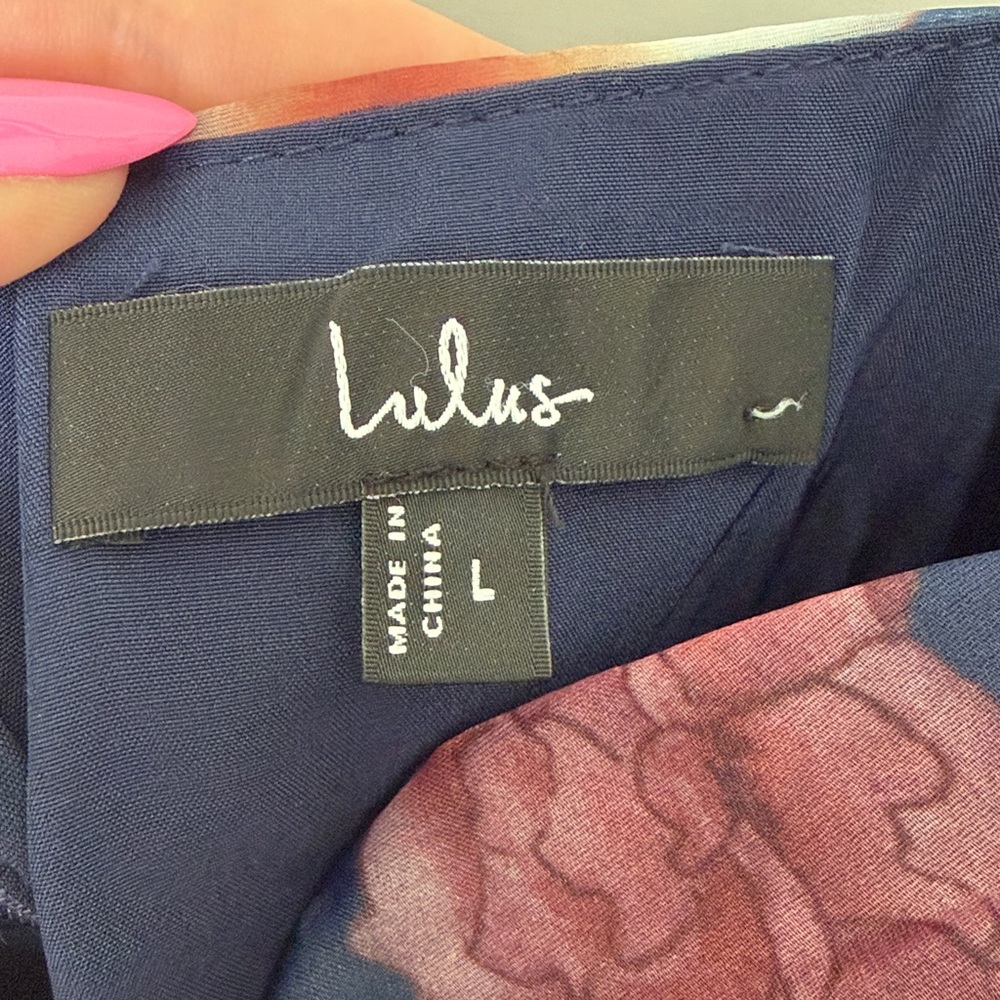 Lulus Cherished Aura Navy Blue Floral Organza Bustier Midi Dress - Picture 3 of 4